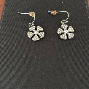 Lia Sofia gun metal silver with clear stone earrings